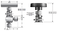 Angle NP6 Series Needle Valves - dimensions