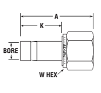 BSP Taper Female Adapter for metric tube - dimensions