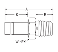 BSP Taper Male Adapter for metric tube - dimensions