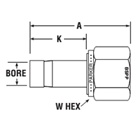 BSPP Female Adapter for metric tube - dimensions