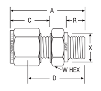 BSPP Male Connector for metric tube - dimensions