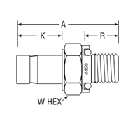 BSPP Tube End Male Adapter for metric tube - dimensions