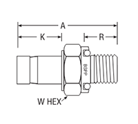 BSPP Tube End Male Adapter with ED Seal for metric tube - dimensions