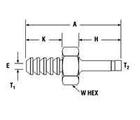 Barbed Connector to Tube Adapter for fractional tube – dimensions