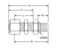 Bulkhead to Conversion Adapter for fractional tube – dimensions