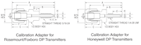 DP Transmitter Calibration Adapter for fractional tube - dimensions