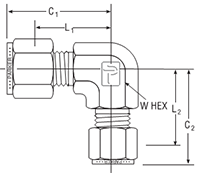 Drop Size Elbows for fractional tube - dimensions