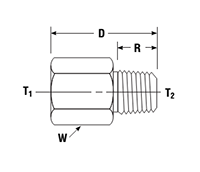 Female BSP Taper to Male NPT Adapter - dimensions