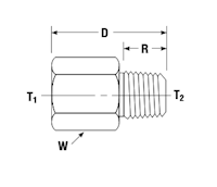 Female BSPP to Male NPT Adapter - dimensions