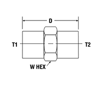 Female Hex Coupling FHC - dimensions