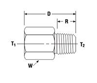 Female NPT to Male BSP Taper Adapter - dimensions