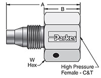 HF GM7 MPI™ Male End to High Pressure - dimensions