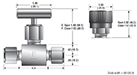 In-Line SN6 Series Needle Valves - dimensions