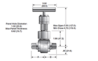 In-Line U16 Series Needle Valves - dimensions