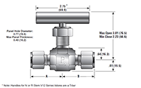 In-Line V12 Series Needle Valves - dimensions