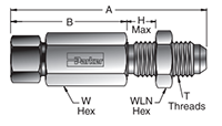 MP7H2BX 37° Flare Bulkhead to MPI™ Connector - dimensions