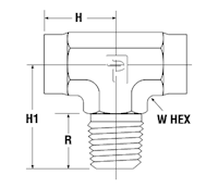 Male Branch Tee MBT - dimensions