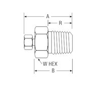 Male Connector - Low Dead Volume for fractional tube – dimensions