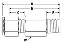 Male Connector to SAE Straight Thread - dimensions