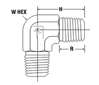 Male Elbow ME - dimensions