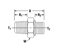 Male Hex Nipple NPT to BSPP - dimensions