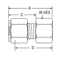 NPT Female Connector for fractional tube - dimensions