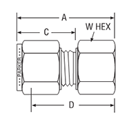 NPT Female Connector for metric tube - dimensions