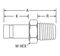 NPT Male Adapter for metric tube - dimensions