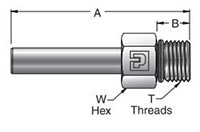 T7HOA MPI™ Tube Stub to Male SAE O-ring - dimensions