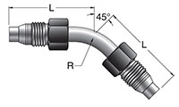 T7NBT7 45° MPI™ Tube Stub Elbow - dimensions