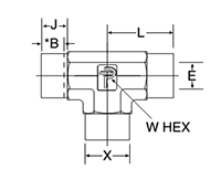 Tee, Tube Socket End - All 3 Ports - dimensions