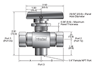 Three Way HB Series Ball Valves - dimensions