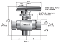 Two Way In-Line HB Series Ball Valves - dimensions