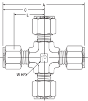 Union Cross for metric tube - dimensions