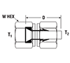 37° Flare (AN) to CPI™ A-LOK® for fractional tube - dimensions