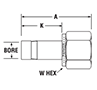 BSP Taper Female Adapter for fractional tube - dimensions