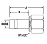 BSP Taper Female Adapter for metric tube - dimensions