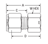 BSP Taper Female Connector for fractional tube - dimensions