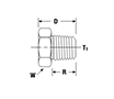 BSP Taper Male Hex Pipe Plug - dimensions