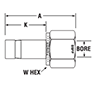 BSPP Female Adapter for fractional tube - dimensions