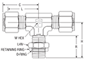 BSPP Male Branch Tee (Positionable) for fractional tube - dimensions