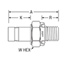 BSPP Tube End Male Adapter for metric tube - dimensions