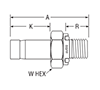 BSPP Tube End Male Adapter with ED Seal for fractional tube - dimensions