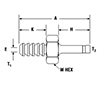 Barbed Connector to Tube Adapter for fractional tube – dimensions