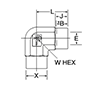 Elbow, Tube Socket End - Both Ports - dimensions