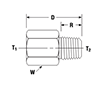 Female BSP Taper to Male NPT Adapter - dimensions