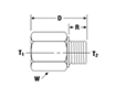 Female NPT to Male BSPP Adapter - dimensions