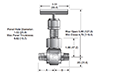 In-Line U16 Series Needle Valves - dimensions