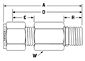 Male Connector to SAE Straight Thread - dimensions