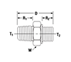 Male Hex Nipple NPT to BSPP - dimensions